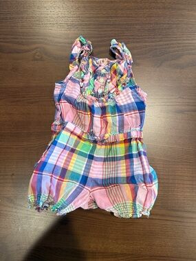 Ralph Lauren Multicolor Madras Plaid Infant Romper Size 3M
